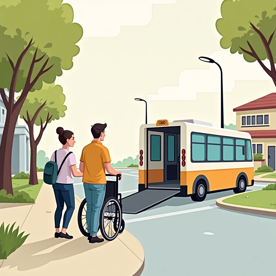 Support worker walking participant to transport for appointment